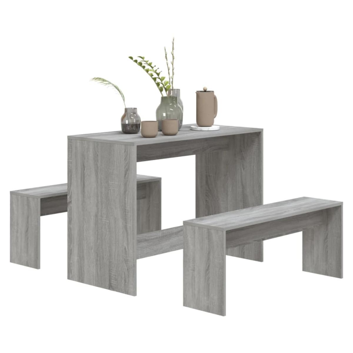Juego de comedor 3 piezas aglomerado color gris Sonoma