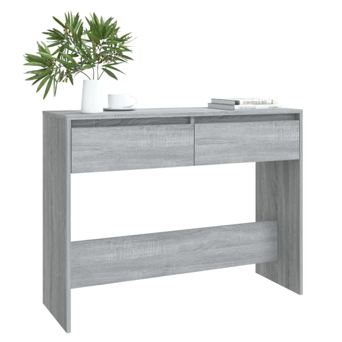 Mesa consola de aglomerado color gris Sonoma 100x35x76,5 cm