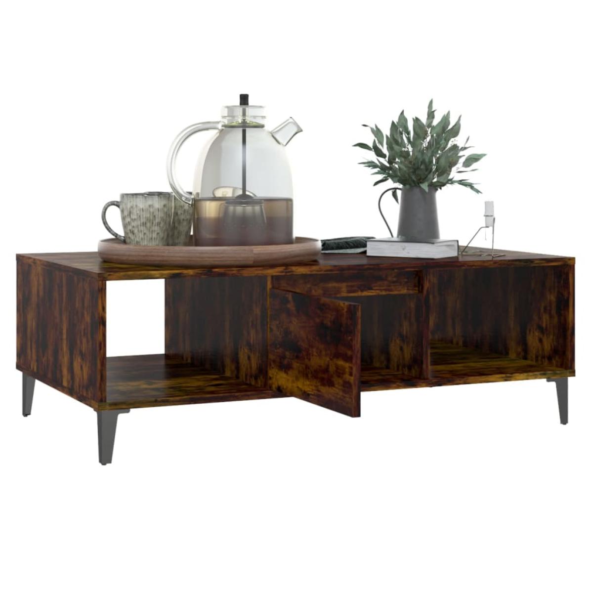 Mesa de centro de aglomerado color roble ahumado 103,5x60x35 cm
