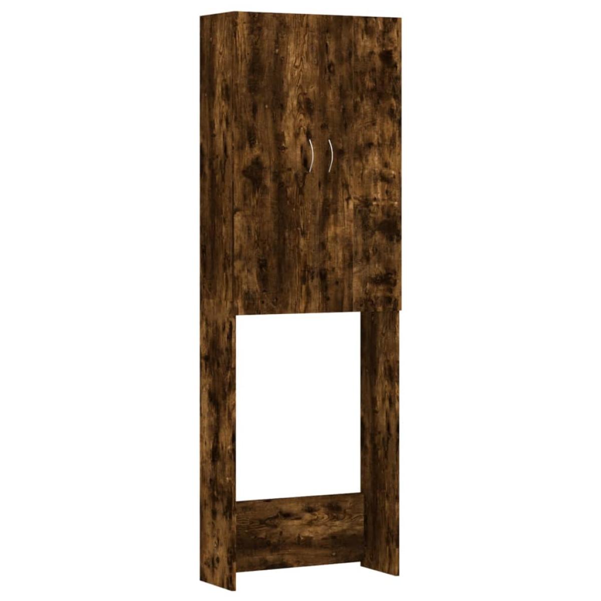 Armario de lavadora color roble ahumado 64x25,5x190 cm