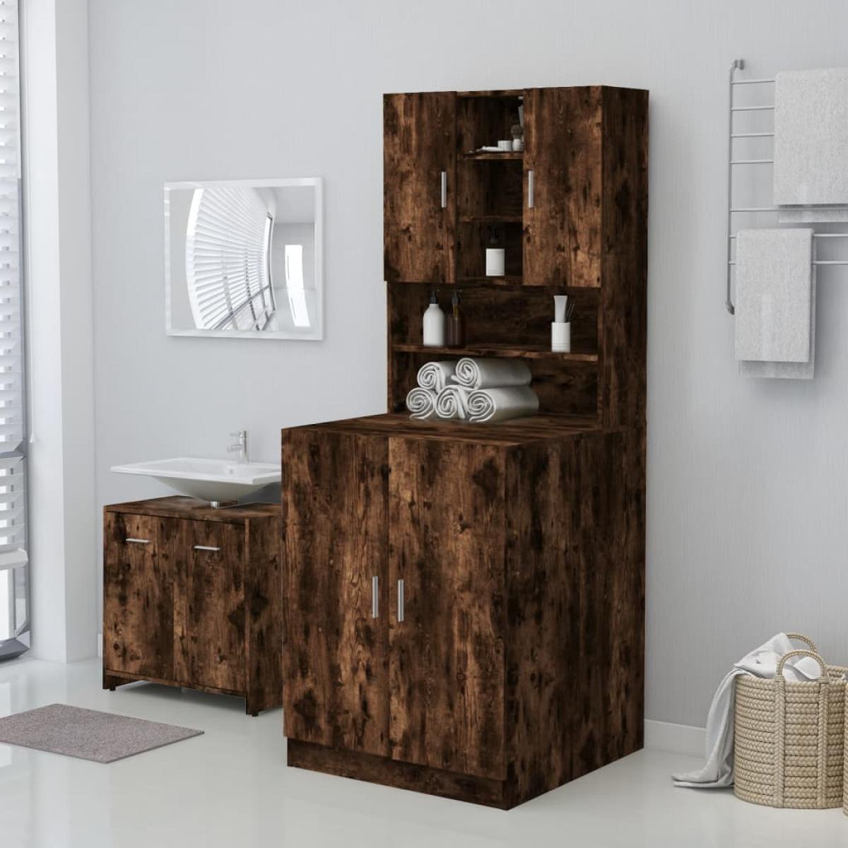 Armario de lavadora color roble ahumado 71x71,5x91,5 cm