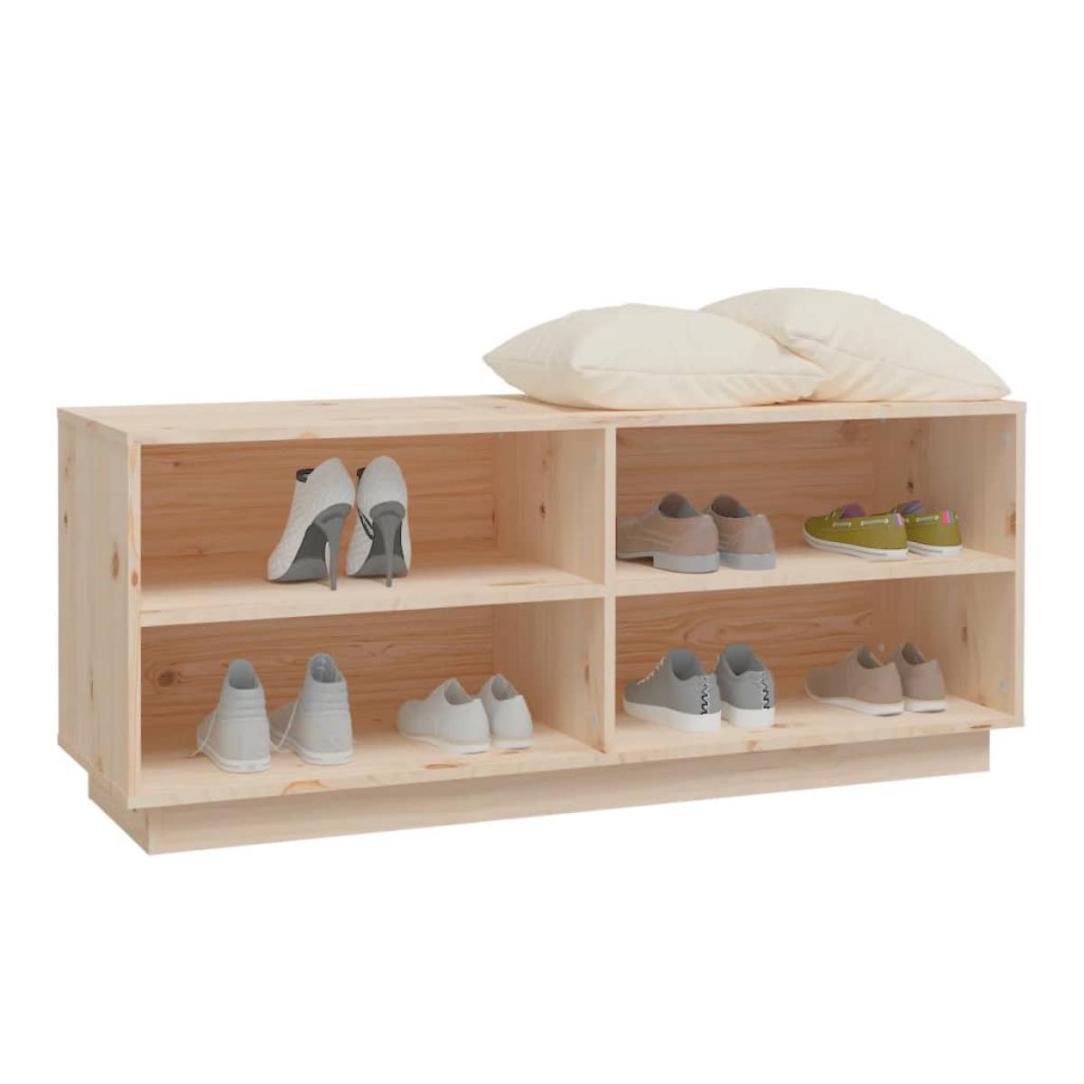 Armario zapatero de madera maciza de pino 110x34x45 cm