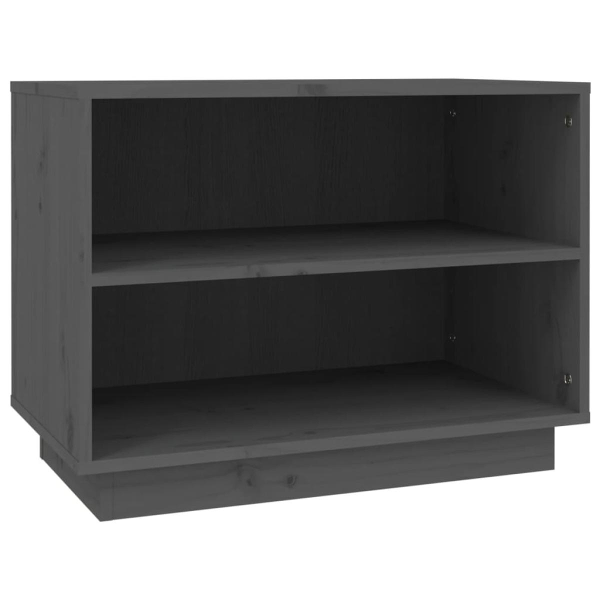 Armario zapatero de madera maciza de pino gris 60x34x45 cm