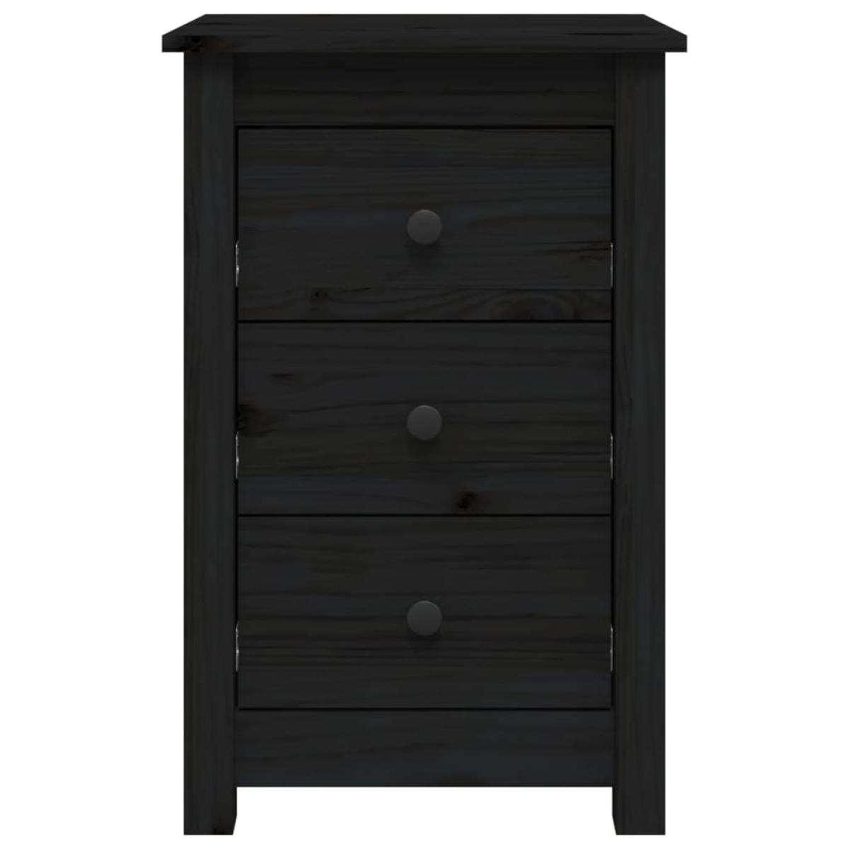 Mesita de noche madera maciza de pino negro 40x35x61,5 cm