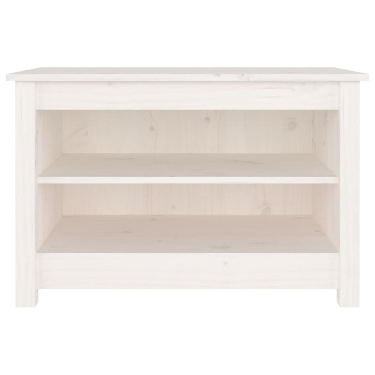 Banco zapatero madera de pino maciza blanco 70x38x45,5 cm