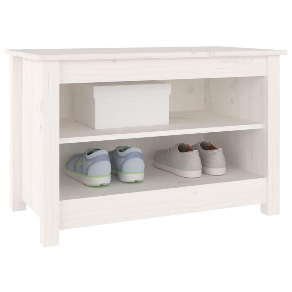 Banco zapatero madera de pino maciza blanco 70x38x45,5 cm