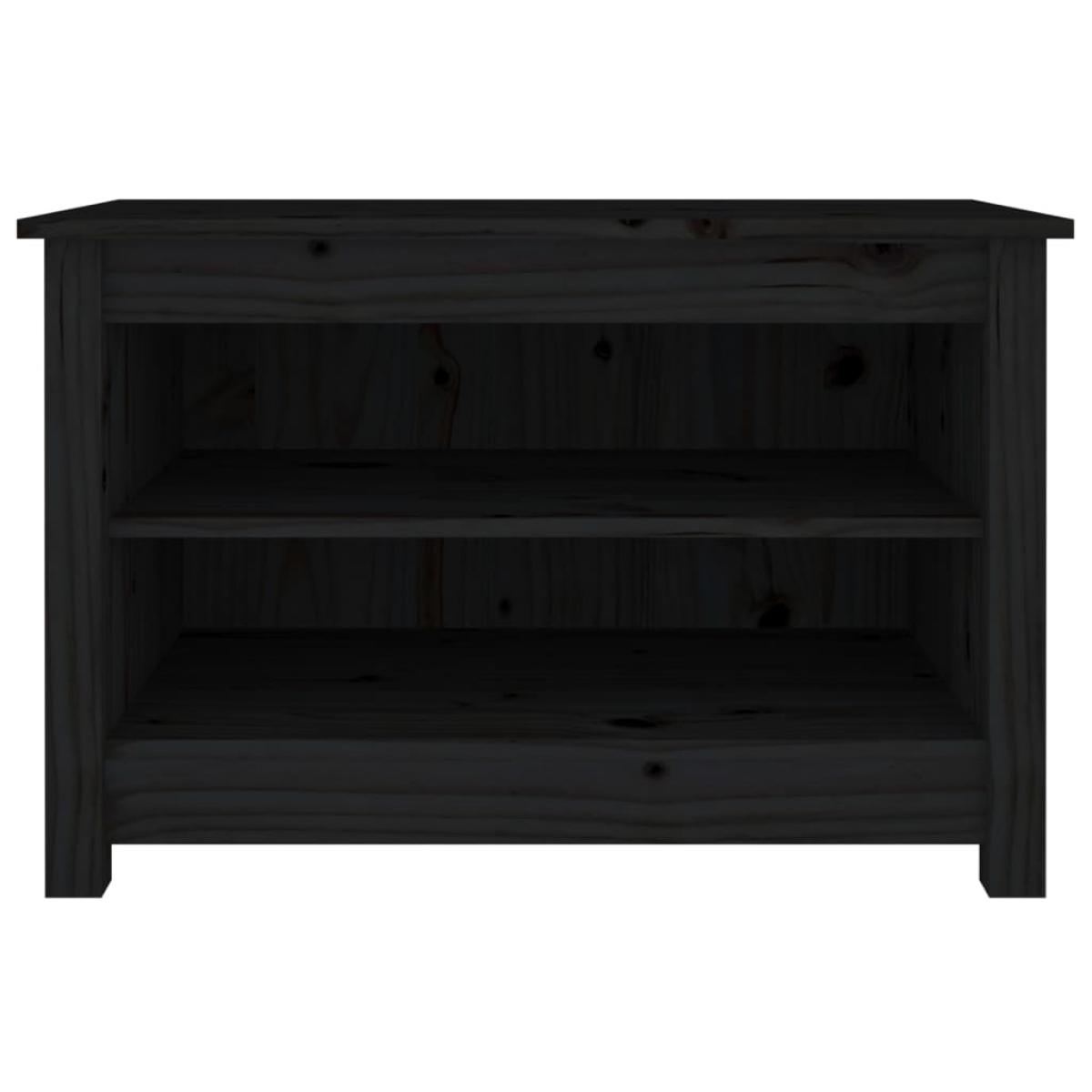Banco zapatero madera de pino maciza negro 70x38x45,5 cm