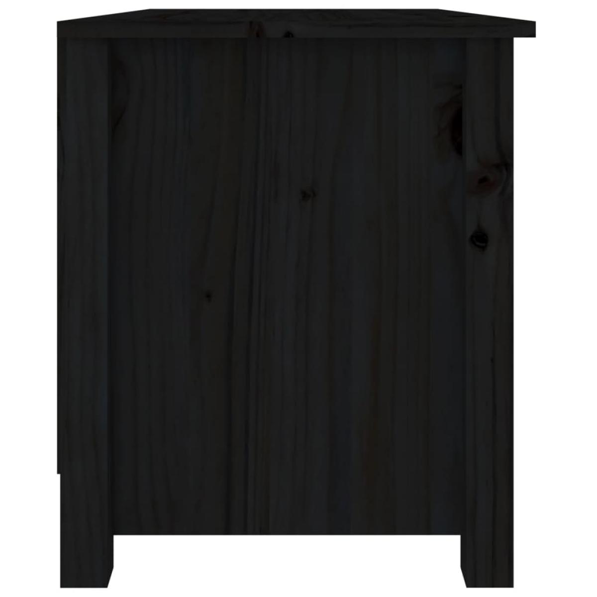 Banco zapatero madera de pino maciza negro 70x38x45,5 cm