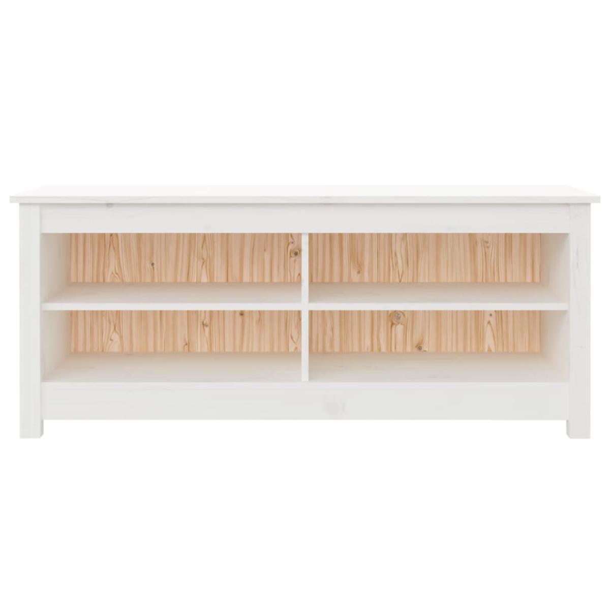 Banco zapatero madera maciza de pino blanco 110x38x45,5 cm