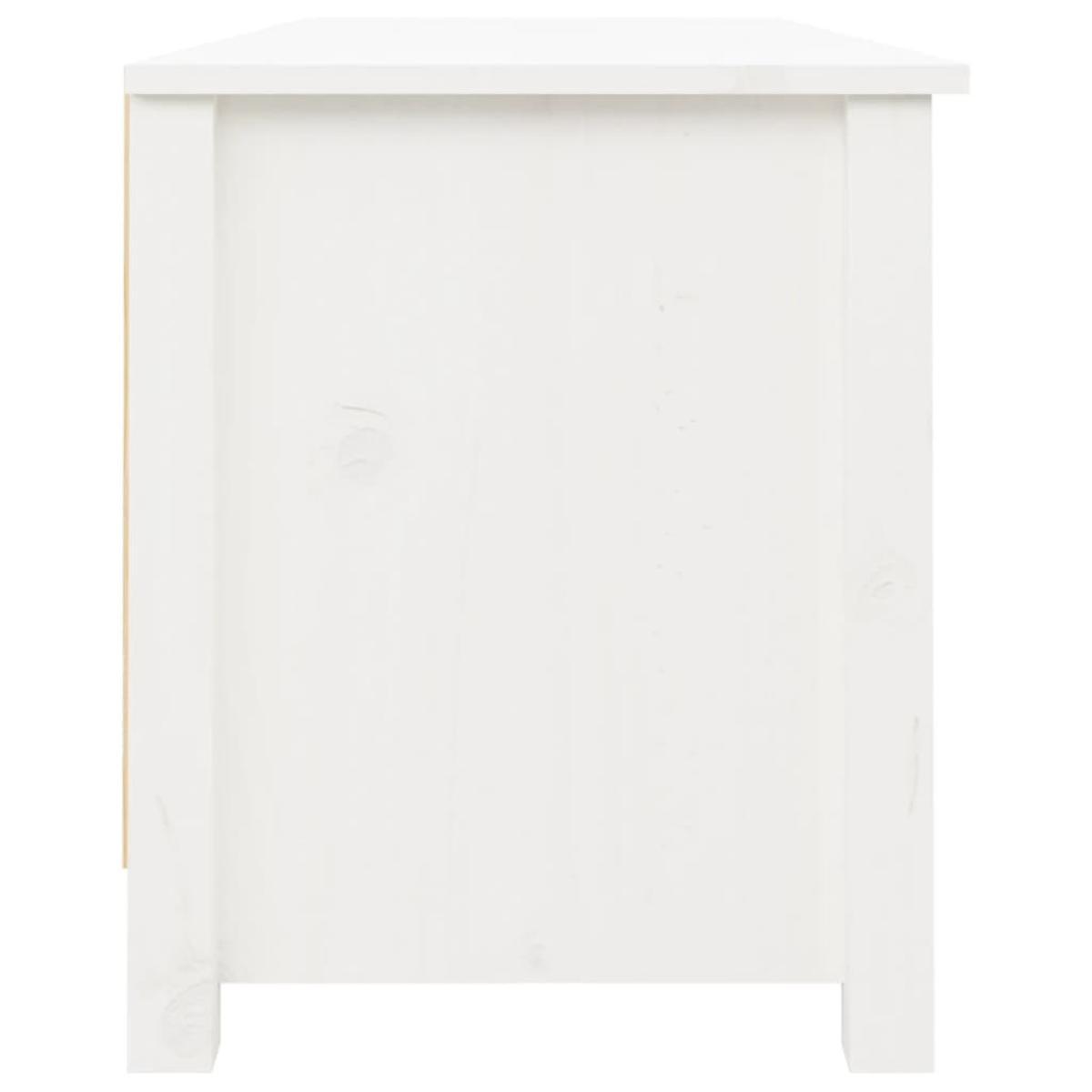 Banco zapatero madera maciza de pino blanco 110x38x45,5 cm