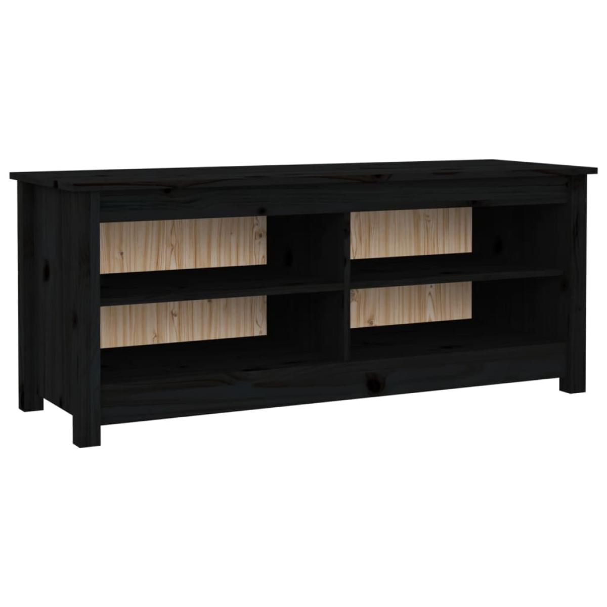 Banco zapatero madera maciza de pino negro 110x38x45,5 cm