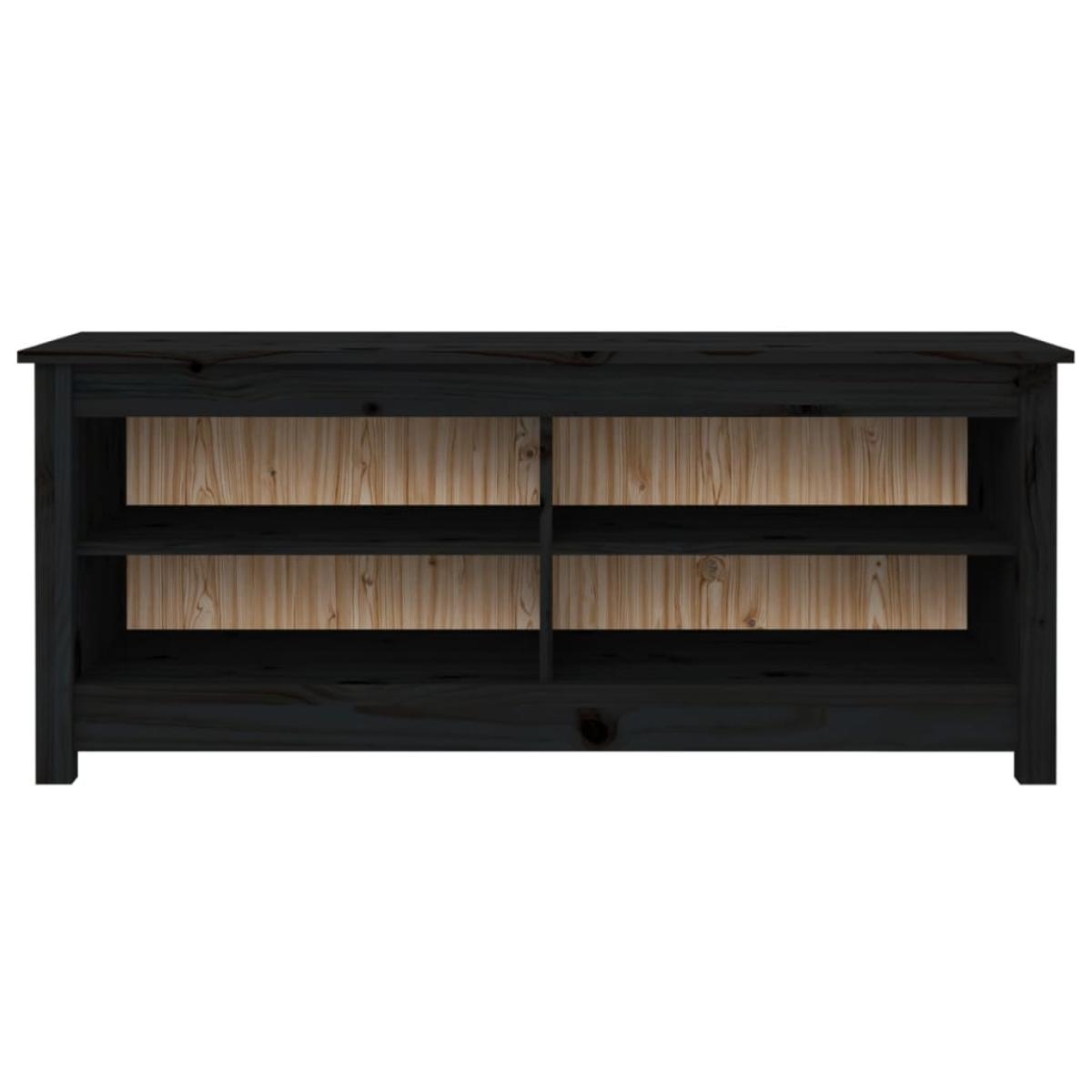 Banco zapatero madera maciza de pino negro 110x38x45,5 cm