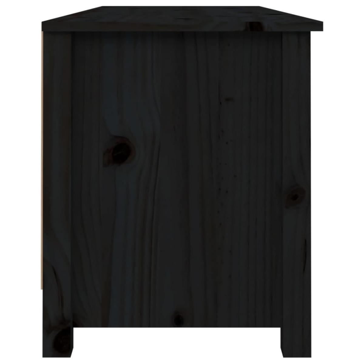 Banco zapatero madera maciza de pino negro 110x38x45,5 cm