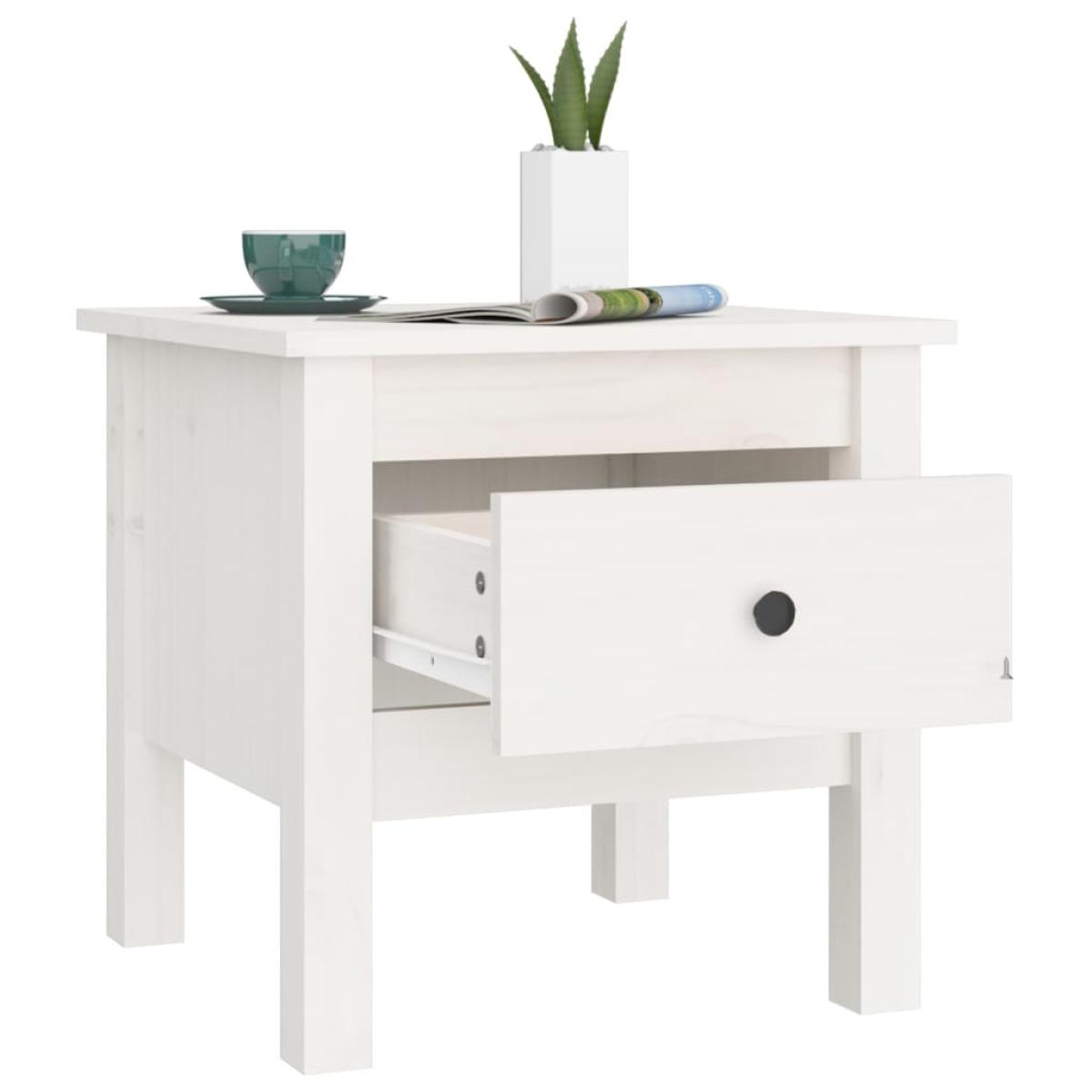 Mesa auxiliar de madera maciza de pino blanco 40x40x39 cm