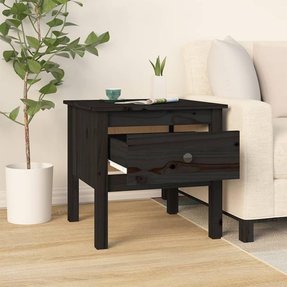 Mesa auxiliar de madera maciza de pino negro 50x50x49 cm