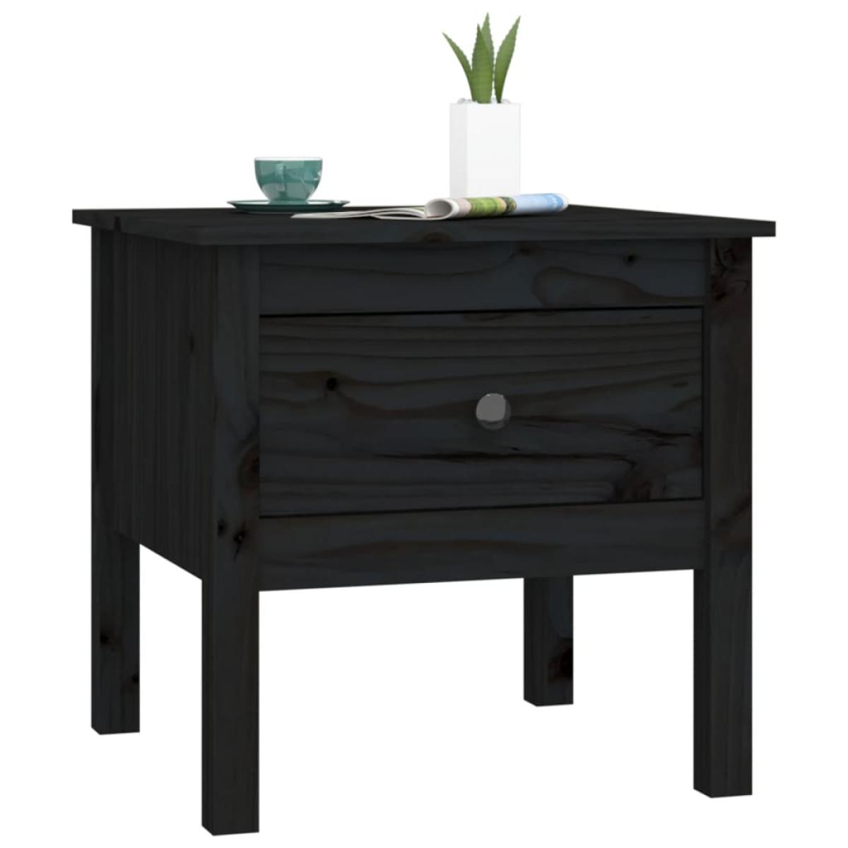 Mesa auxiliar de madera maciza de pino negro 50x50x49 cm