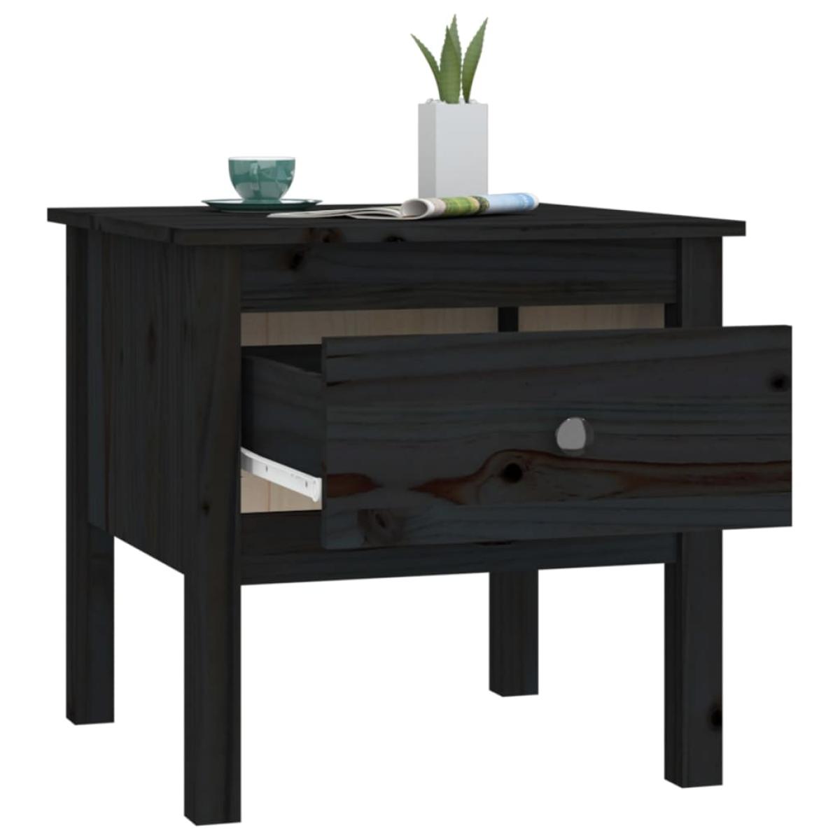 Mesa auxiliar de madera maciza de pino negro 50x50x49 cm