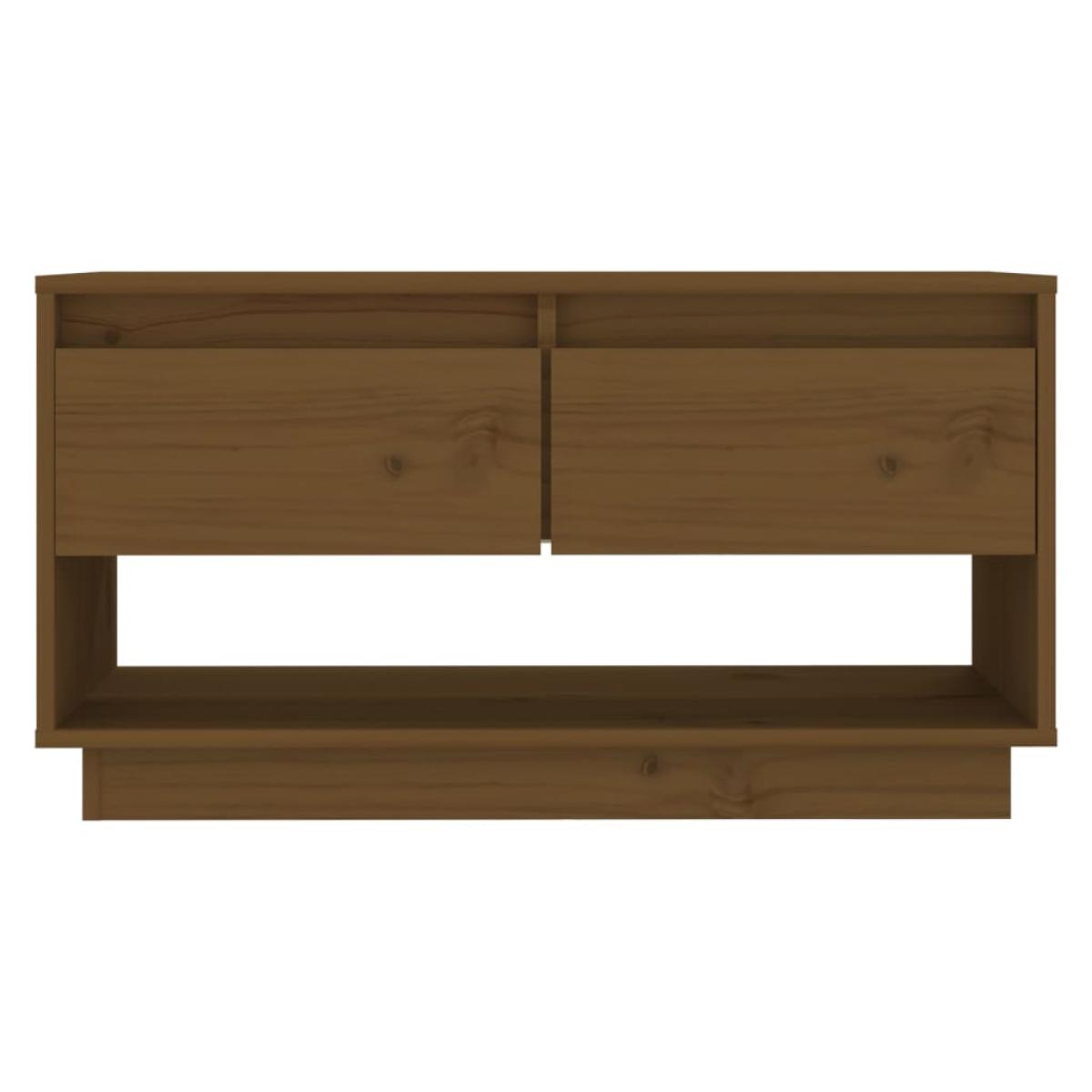 Mueble de TV madera maciza de pino marrón miel 74x34x40 cm