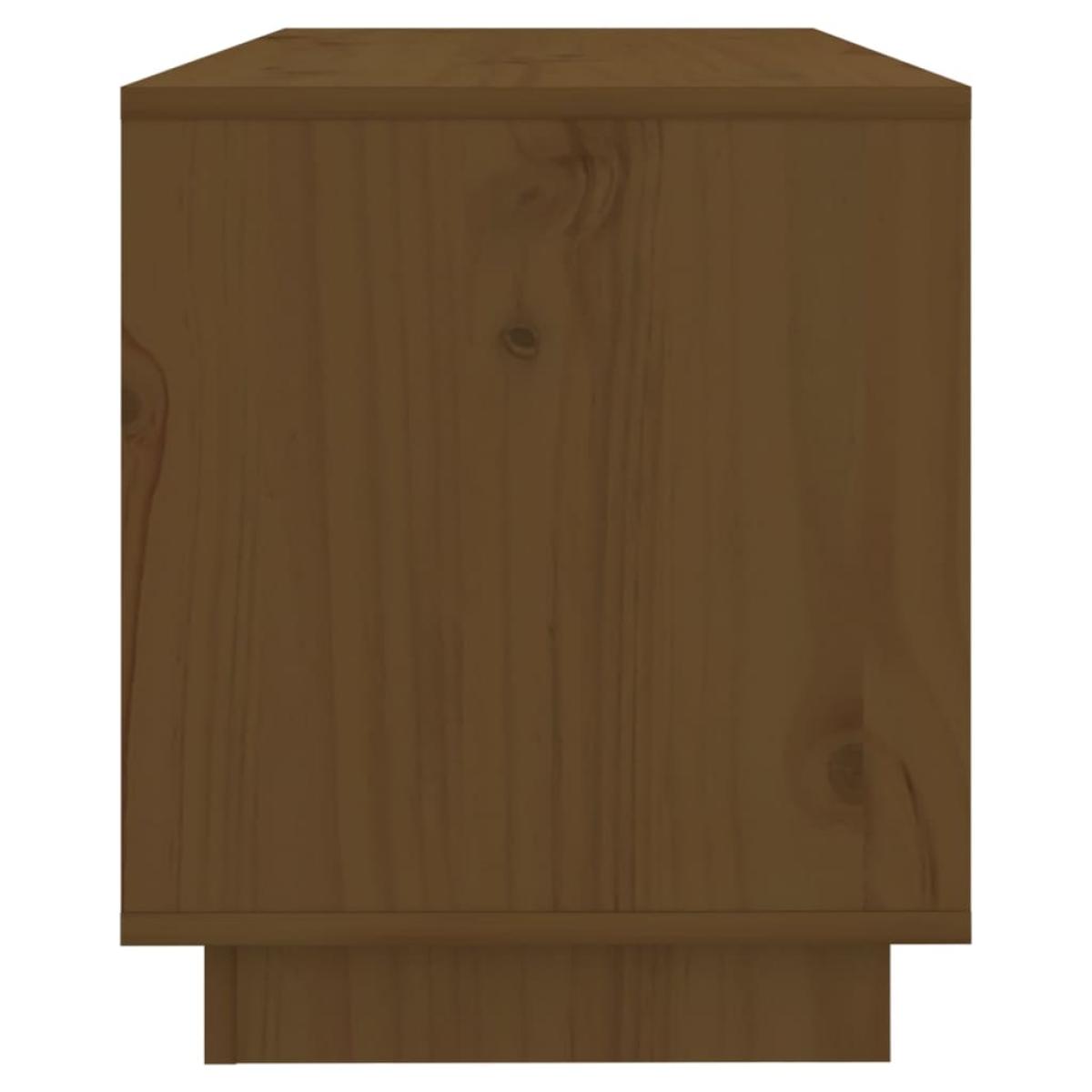 Mueble de TV madera maciza de pino marrón miel 74x34x40 cm