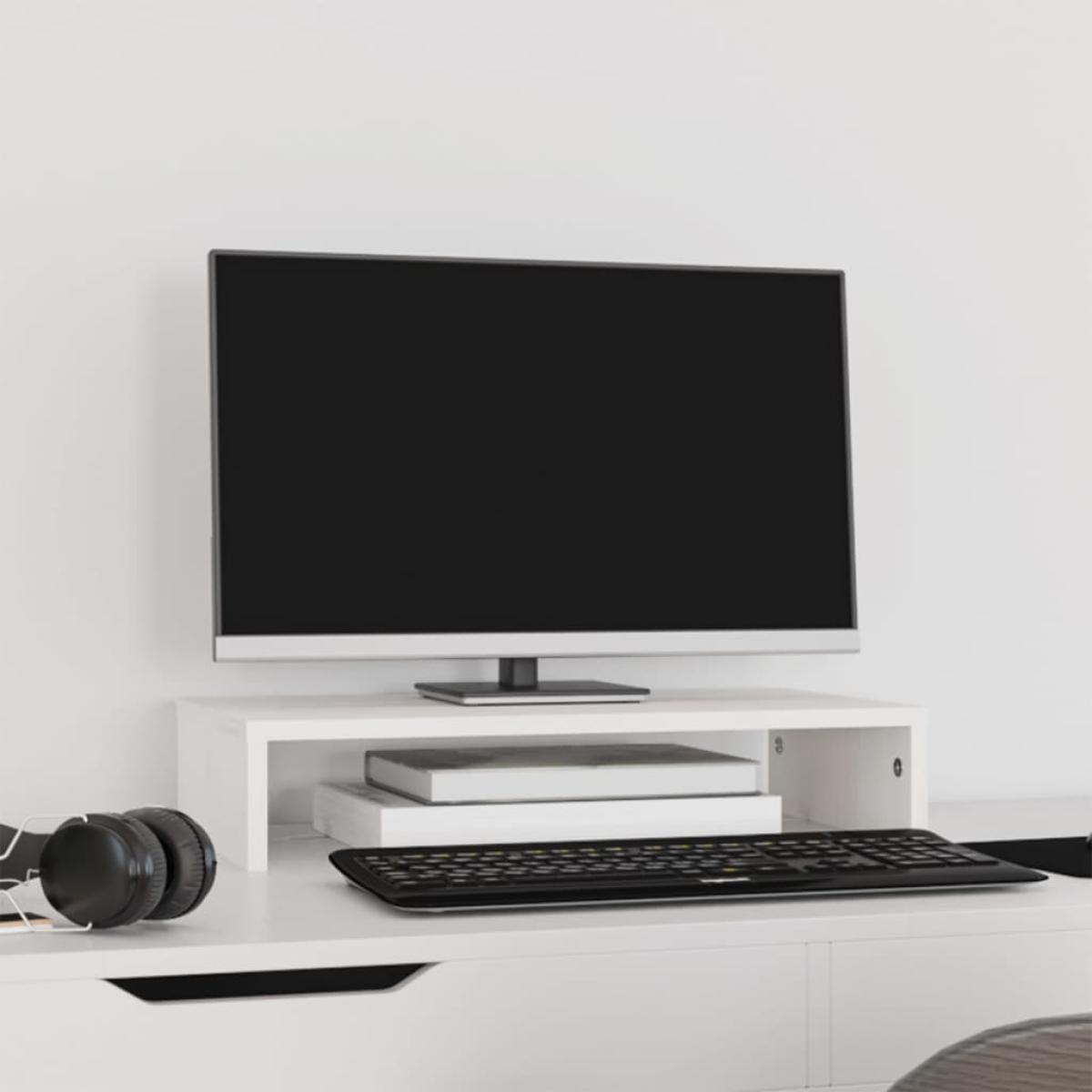 Soporte de monitor madera maciza de pino blanco 50x27x10 cm