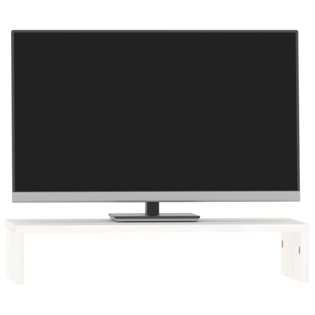 Soporte de monitor madera maciza de pino blanco 50x27x10 cm