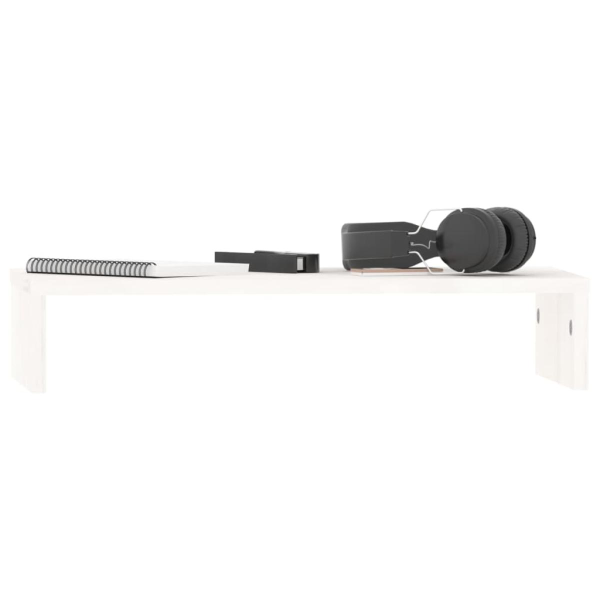 Soporte de monitor madera maciza de pino blanco 50x27x10 cm