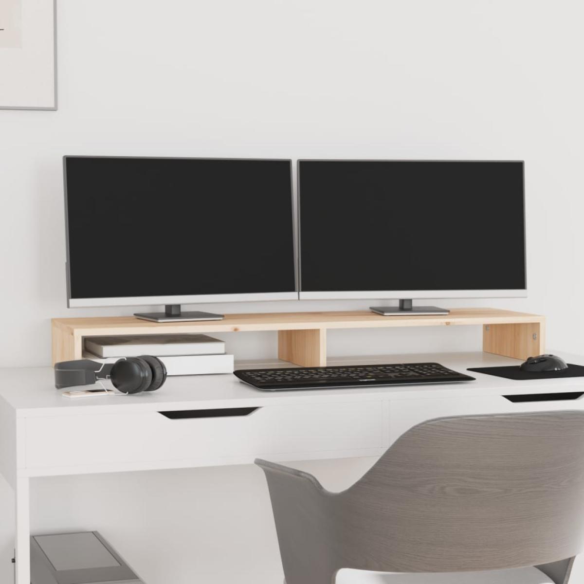 Soporte para monitor madera maciza de pino 100x27x10 cm