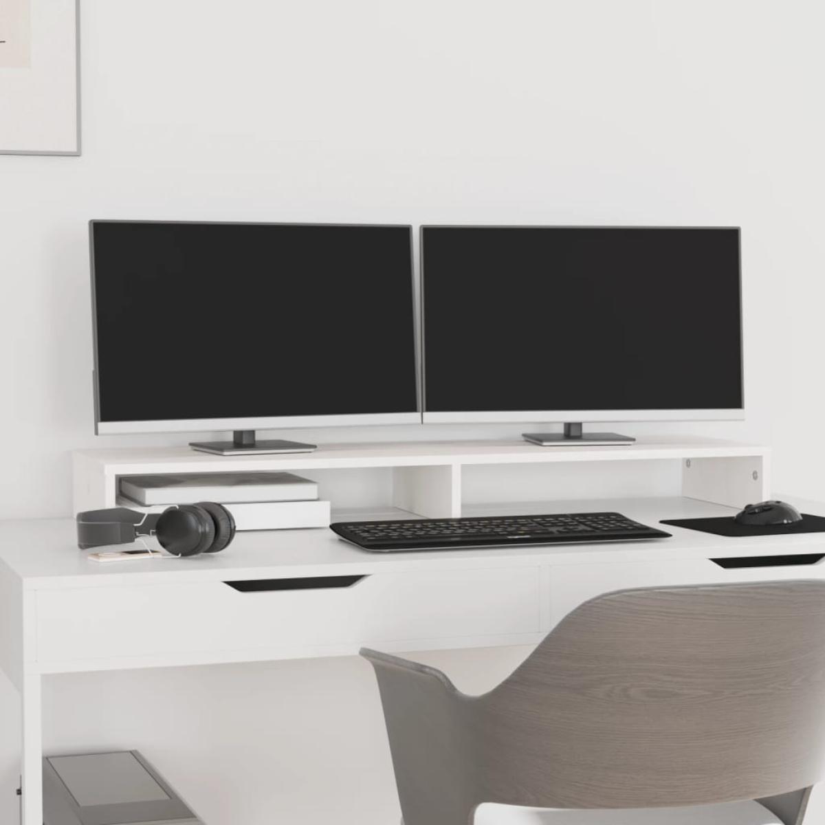 Soporte de monitor madera maciza de pino blanco 100x27x10 cm