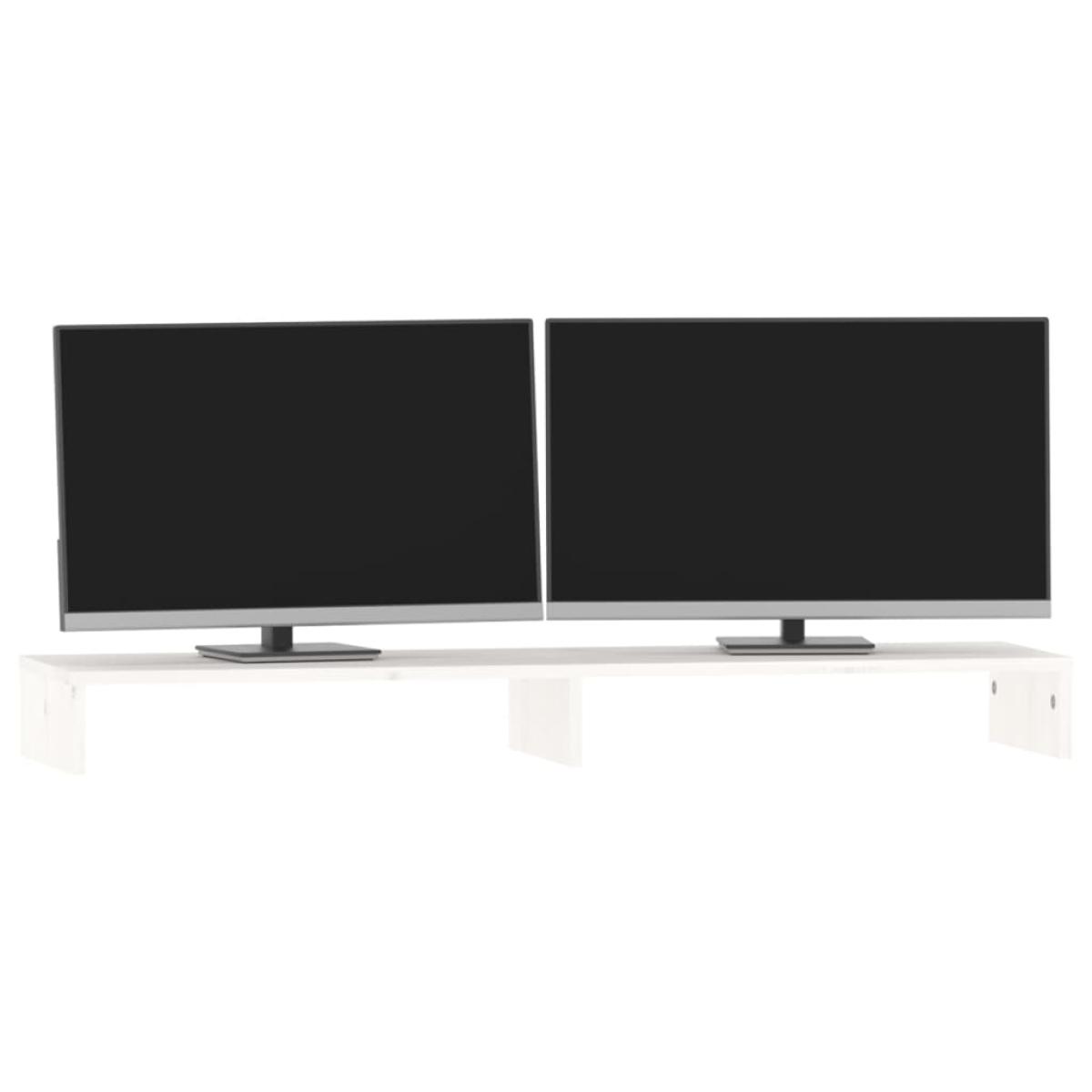 Soporte de monitor madera maciza de pino blanco 100x27x10 cm