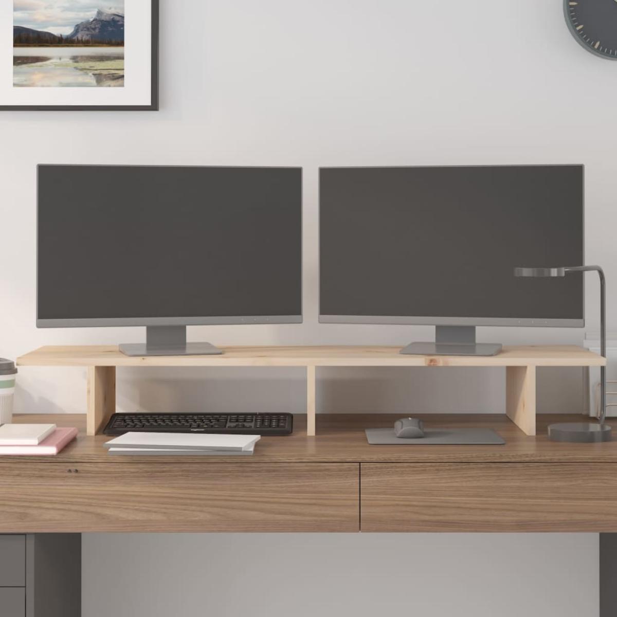 Soporte para monitor madera maciza de pino 100x27x15 cm