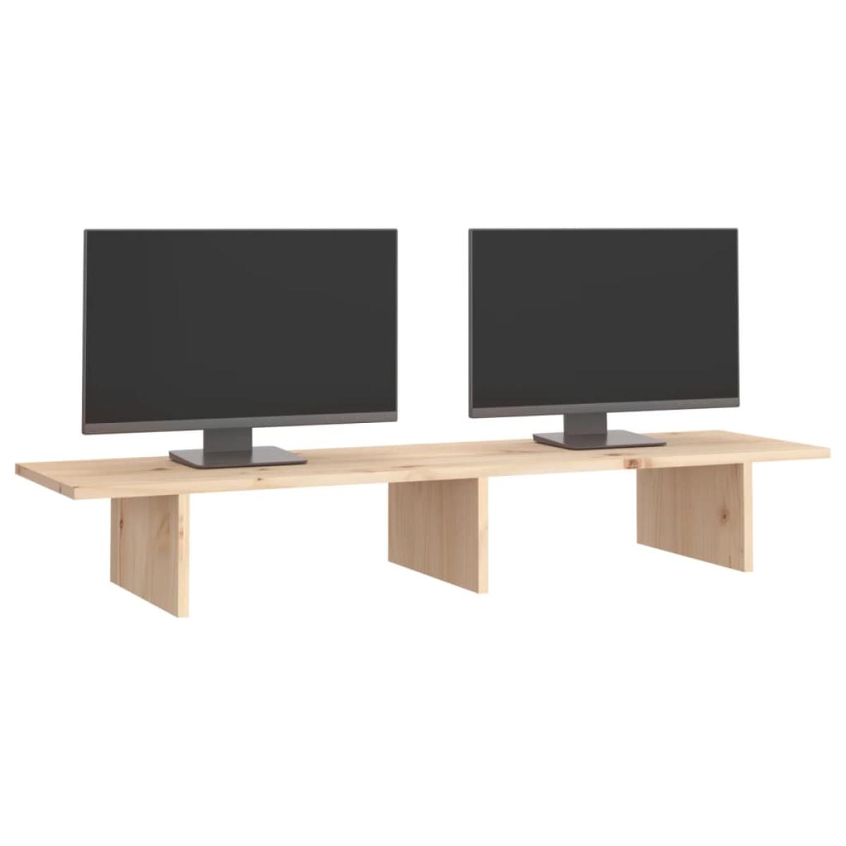 Soporte para monitor madera maciza de pino 100x27x15 cm