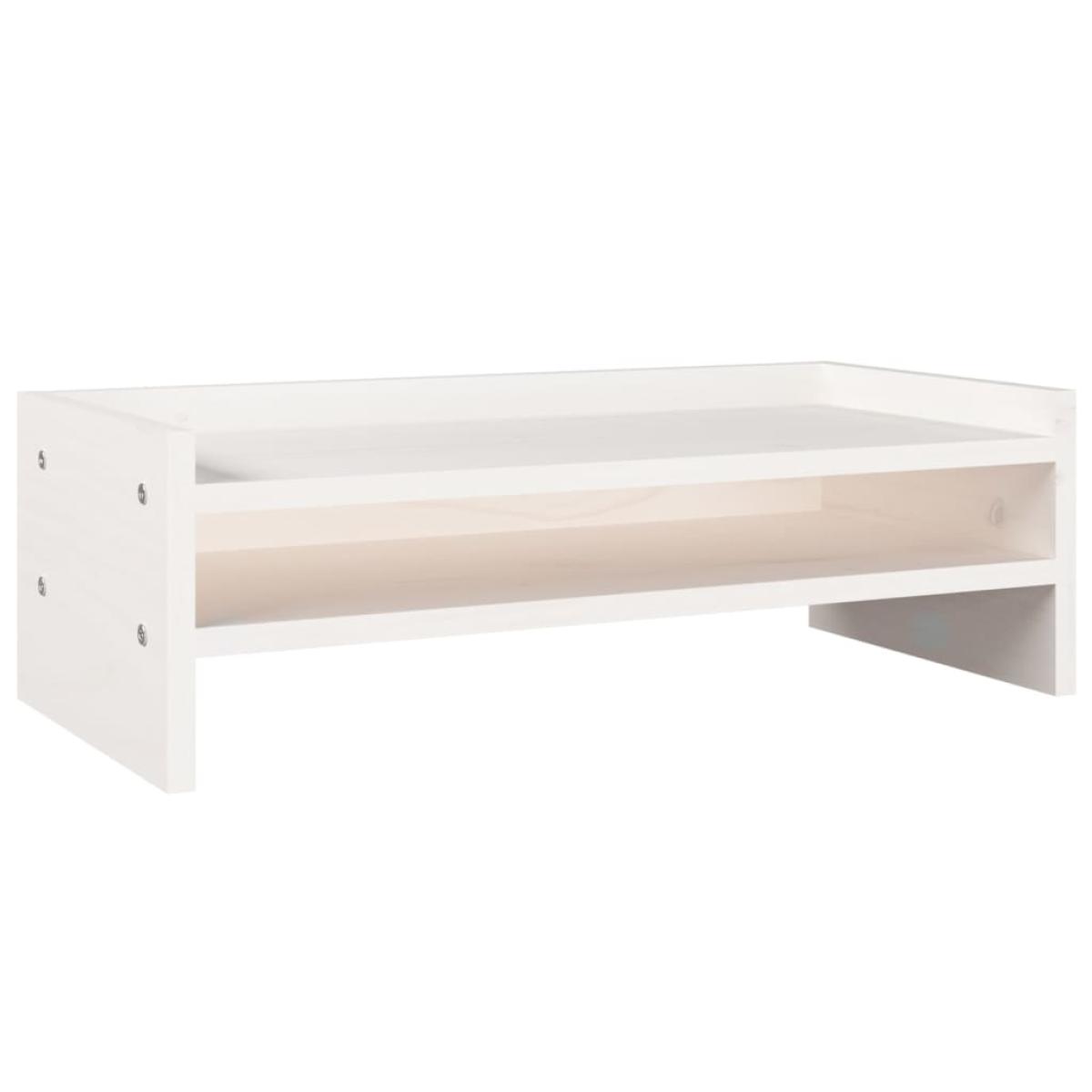 Soporte para monitor madera maciza de pino blanco 50x24x16 cm