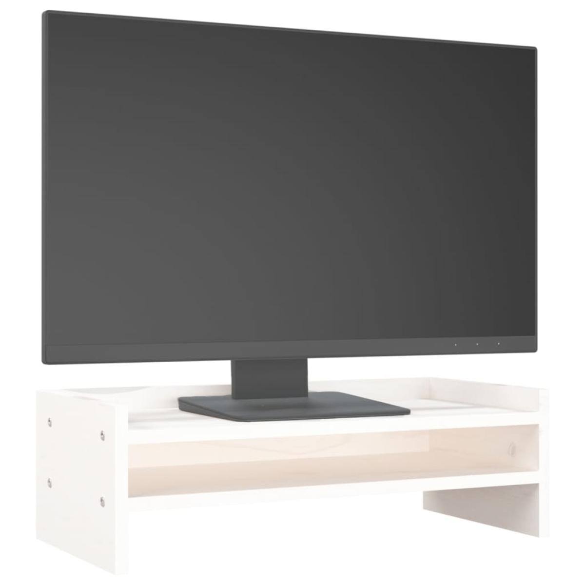 Soporte para monitor madera maciza de pino blanco 50x24x16 cm