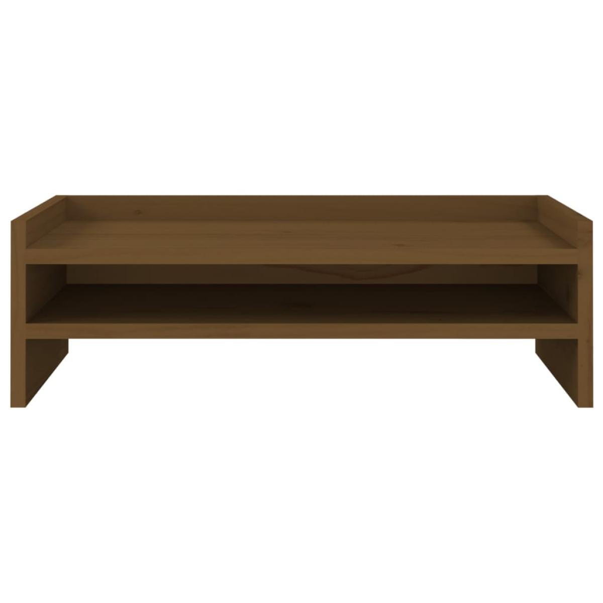 Soporte para monitor madera maciza pino marrón miel 50x24x16 cm
