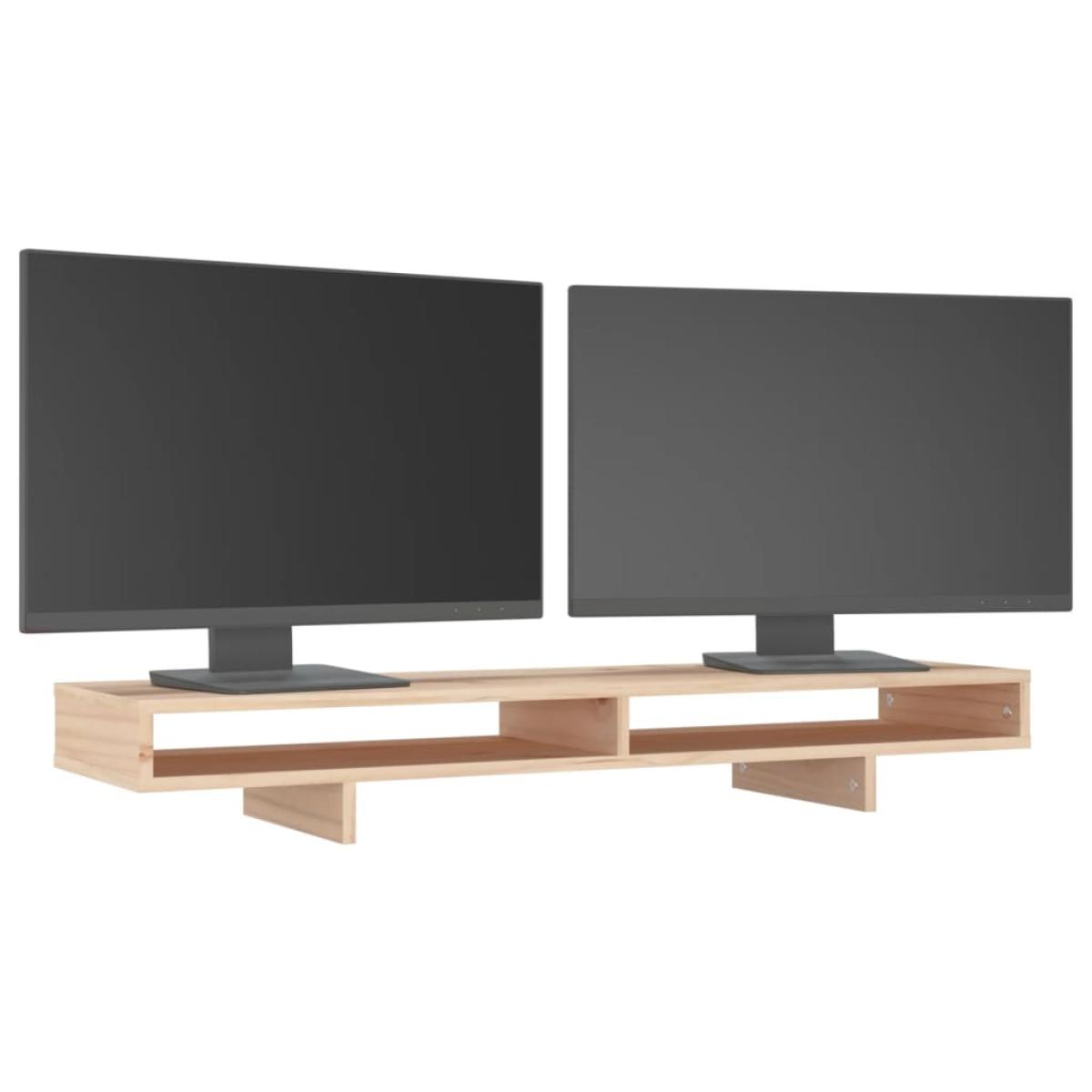 Soporte para monitor madera maciza de pino 100x27x14 cm