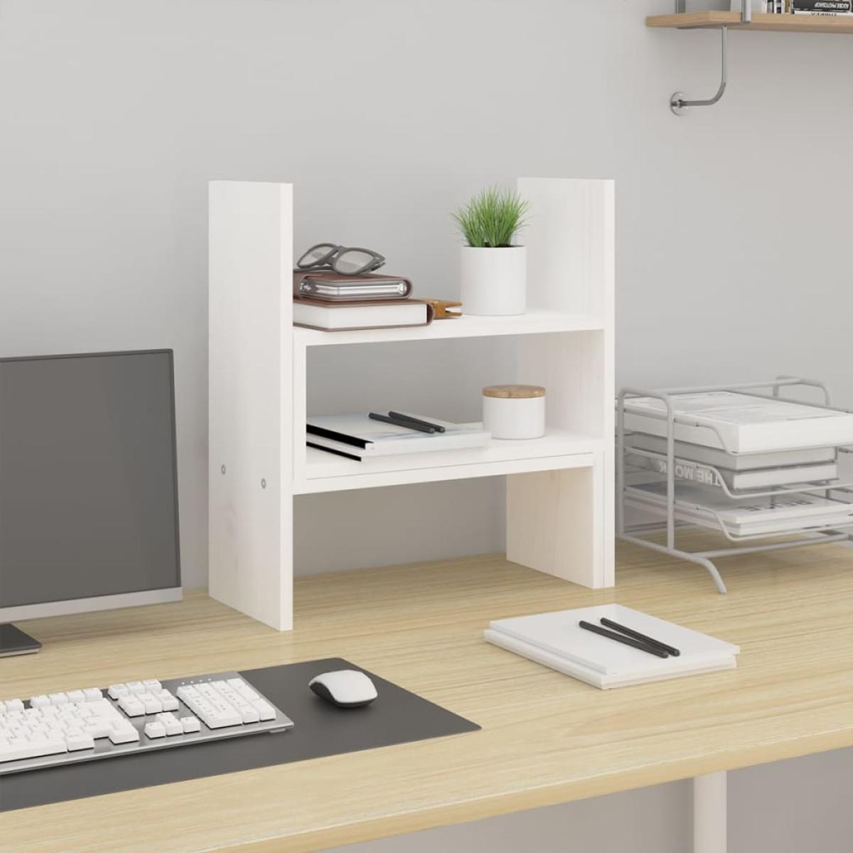 Soporte para monitor madera maciza pino blanco (39-72)x17x43 cm