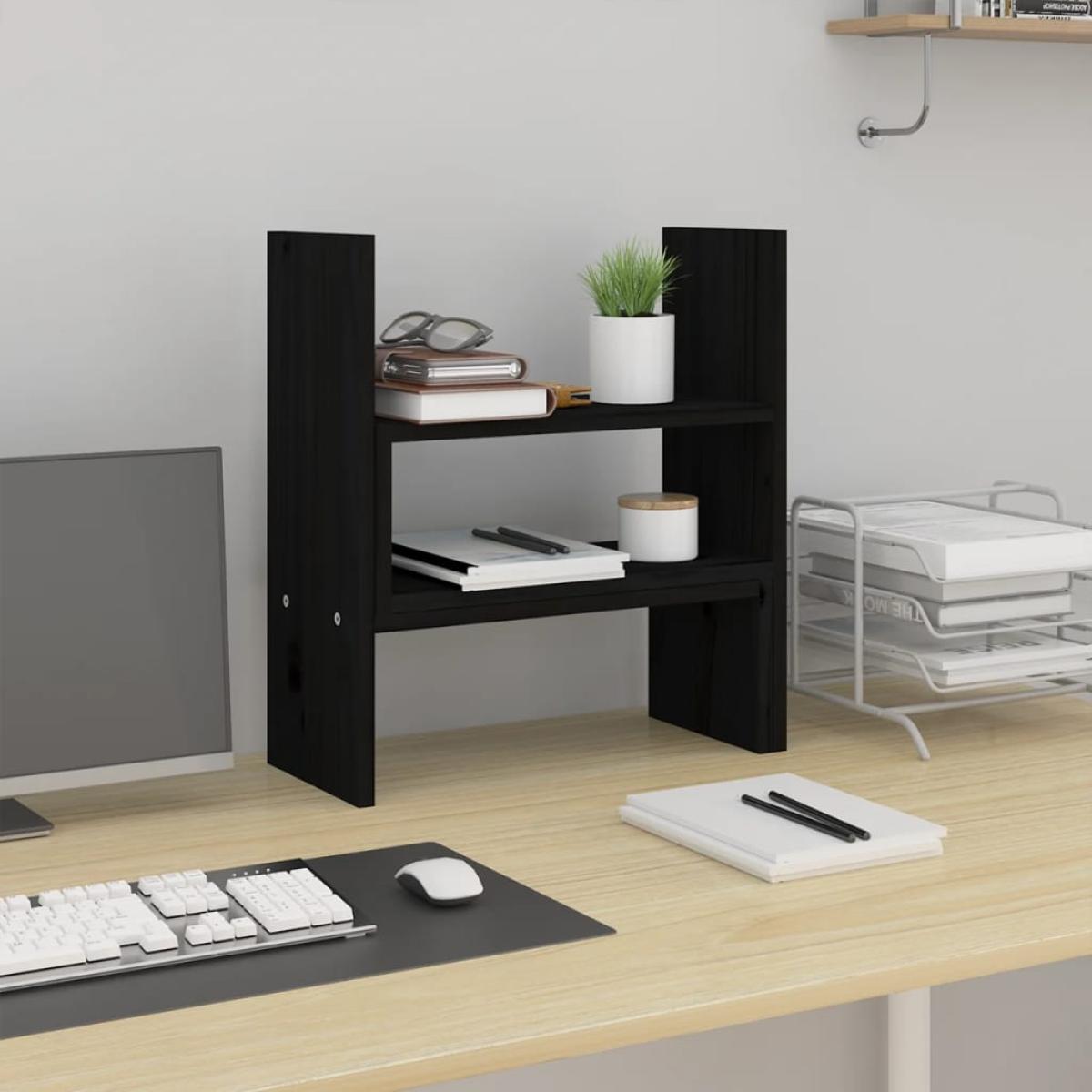 Soporte para monitor madera maciza pino negro (39-72)x17x43 cm