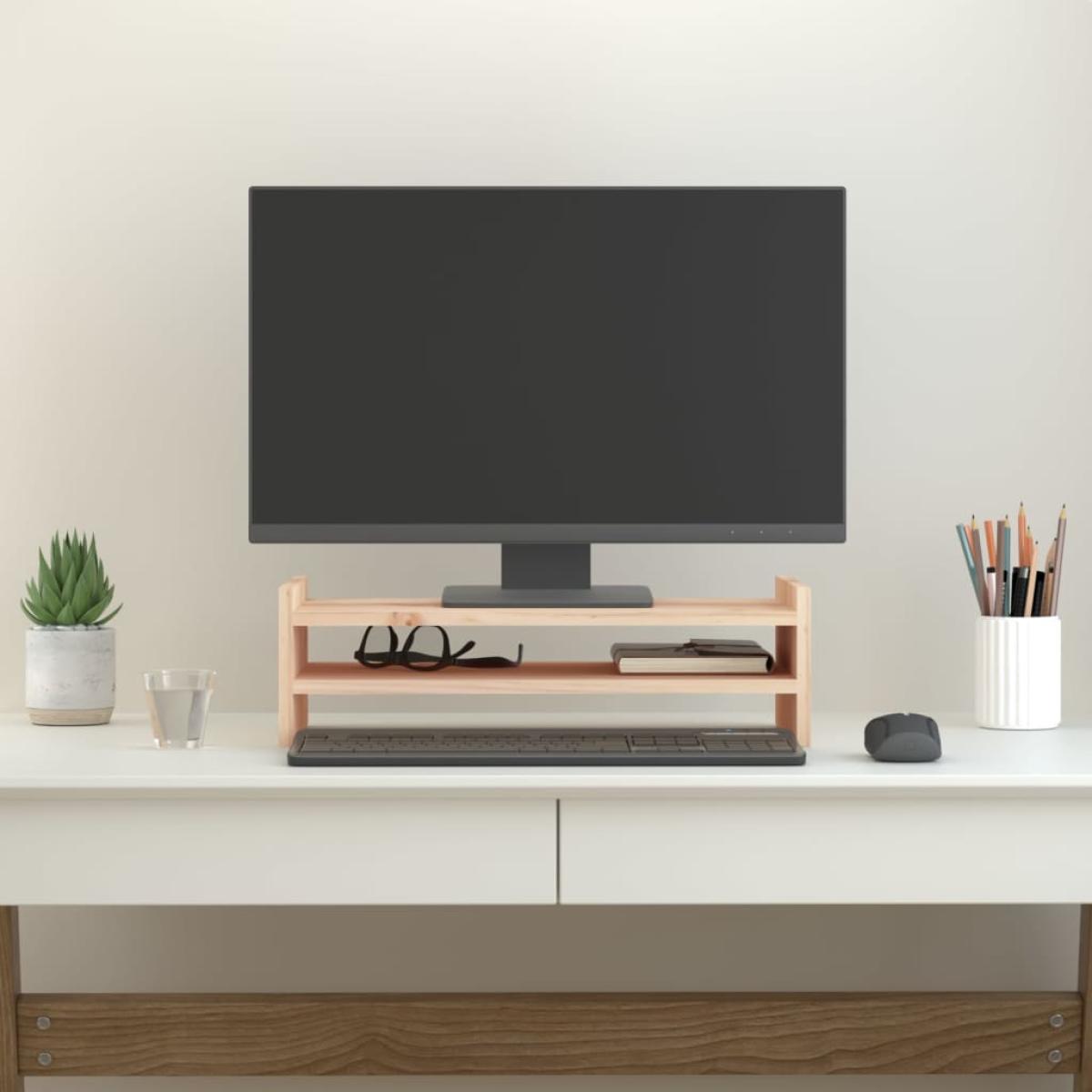 Soporte para monitor madera maciza de pino 50x27x15 cm