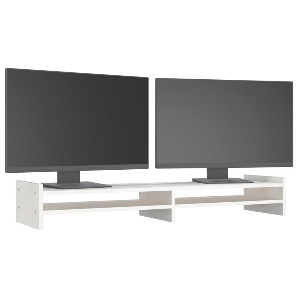 Soporte de monitor madera maciza de pino blanco 100x27x15 cm