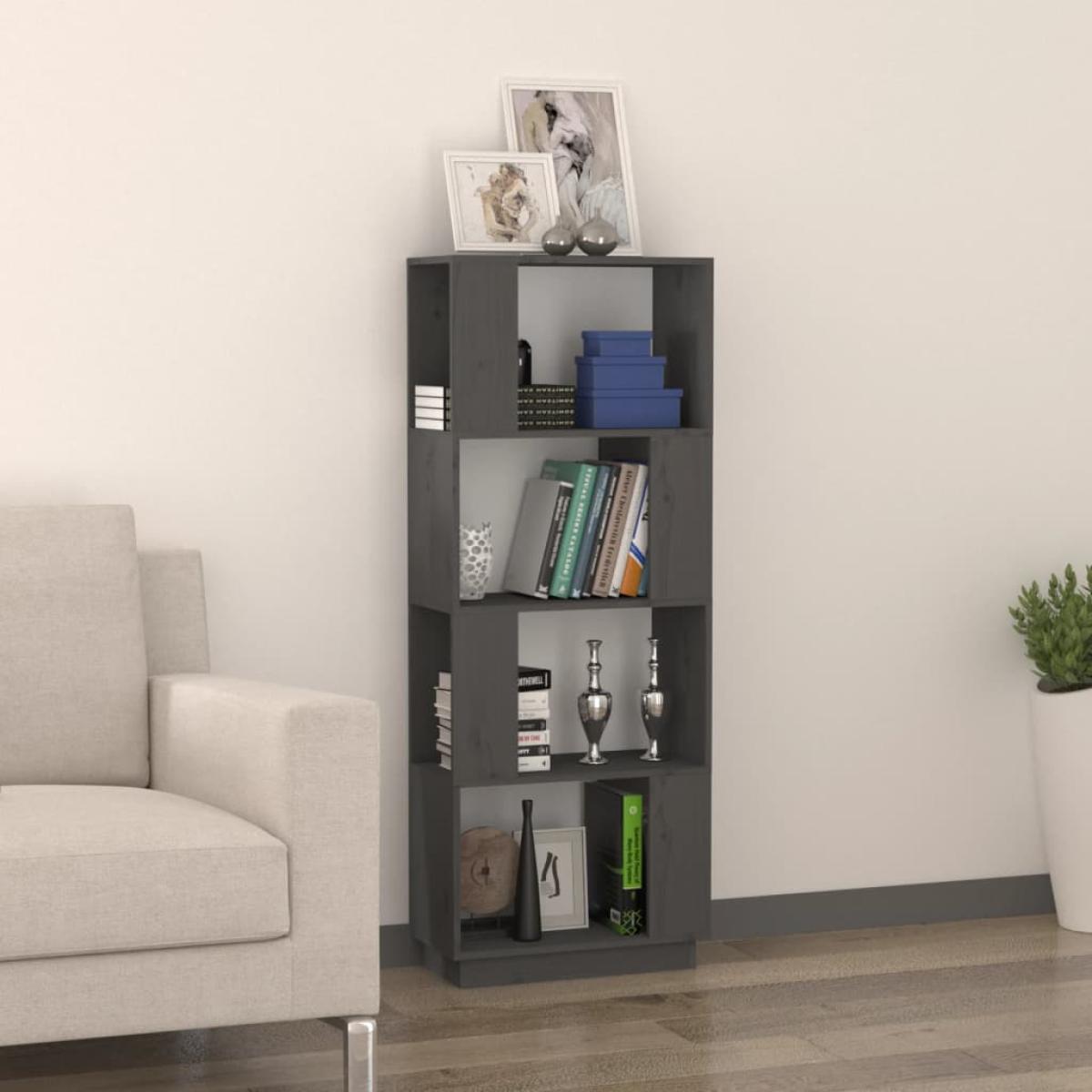 Estantería/divisor de espacios madera de pino gris 51x25x132 cm