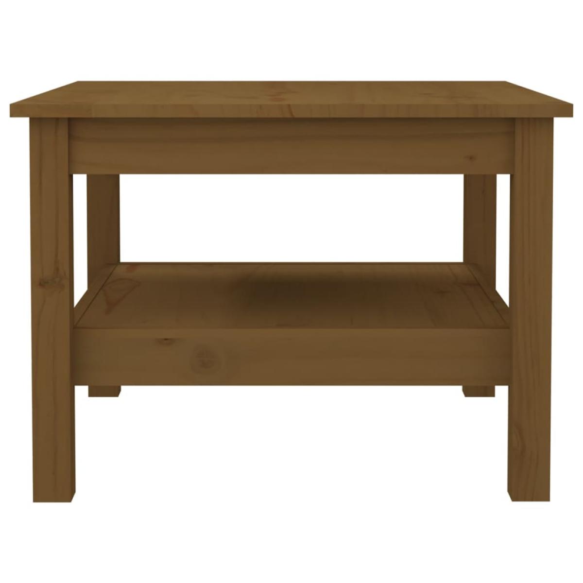 Mesa de centro madera maciza de pino marrón miel 55x55x40 cm