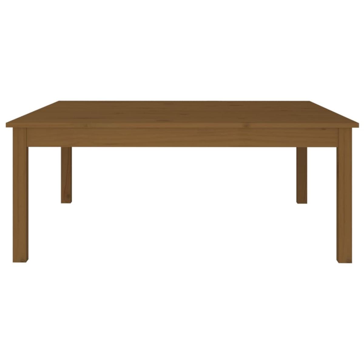 Mesa de centro madera maciza de pino marrón miel 100x100x40 cm