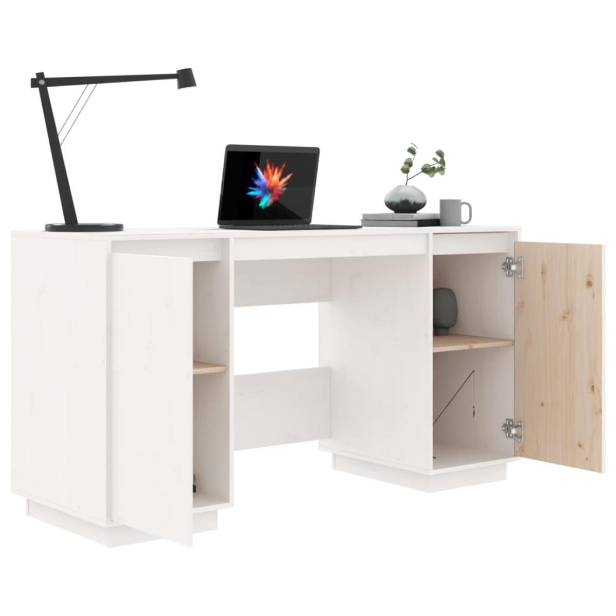 Escritorio de madera maciza de pino blanco 140x50x75 cm