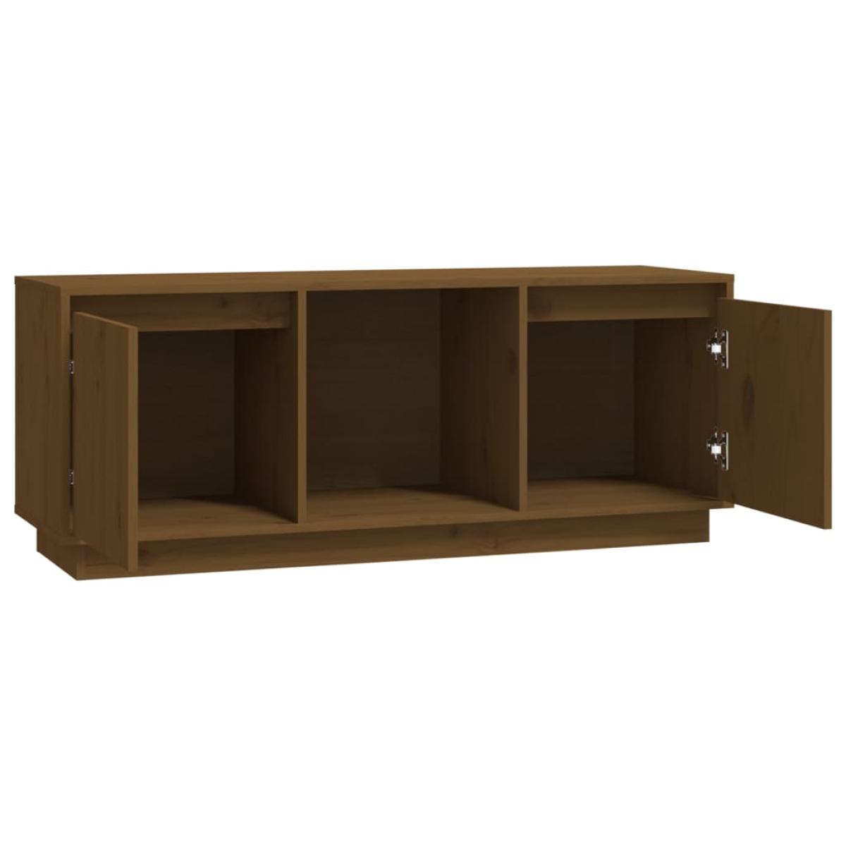 Mueble para TV madera maciza de pino marrón miel 110,5x35x44 cm