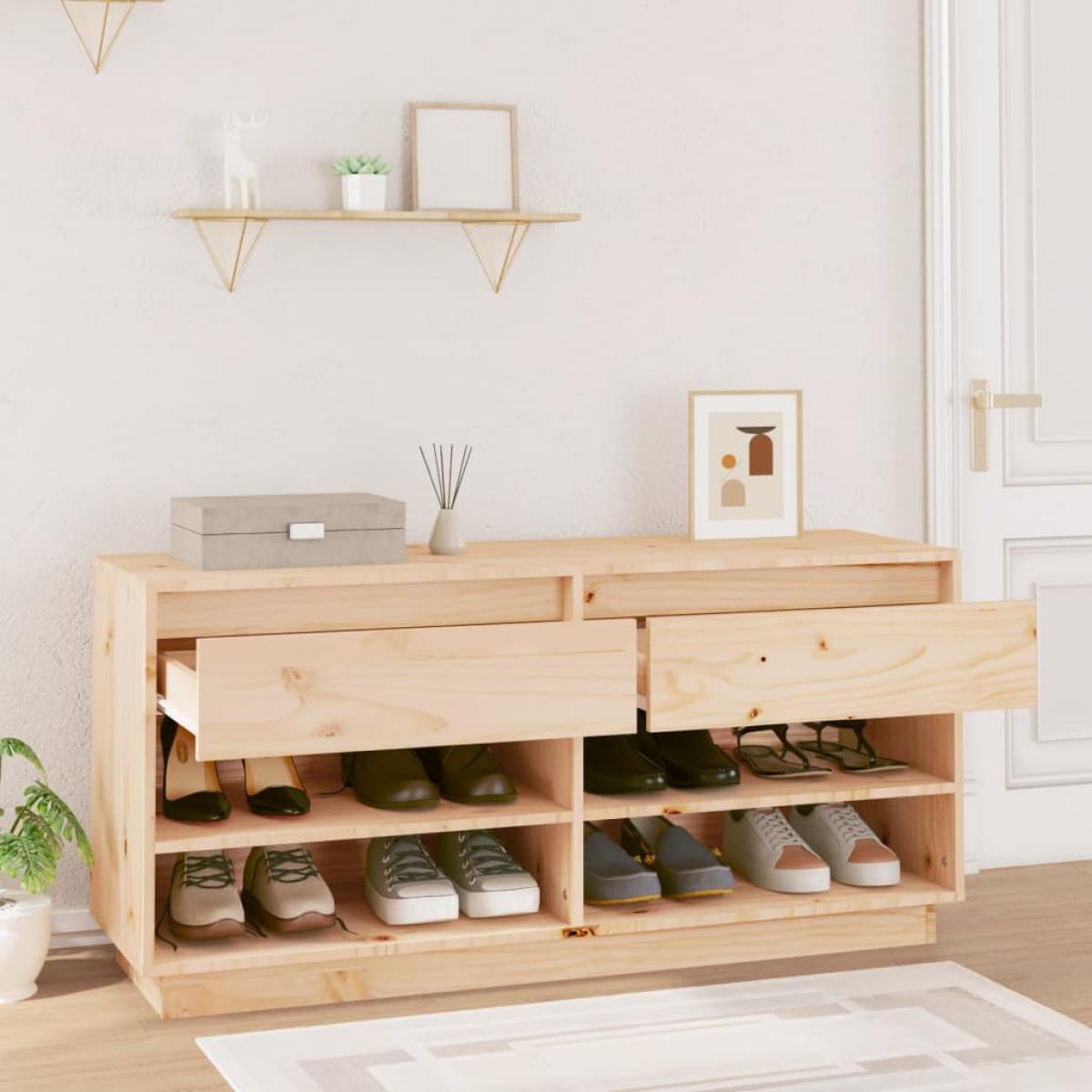 Mueble zapatero de madera maciza de pino 110x34x52 cm