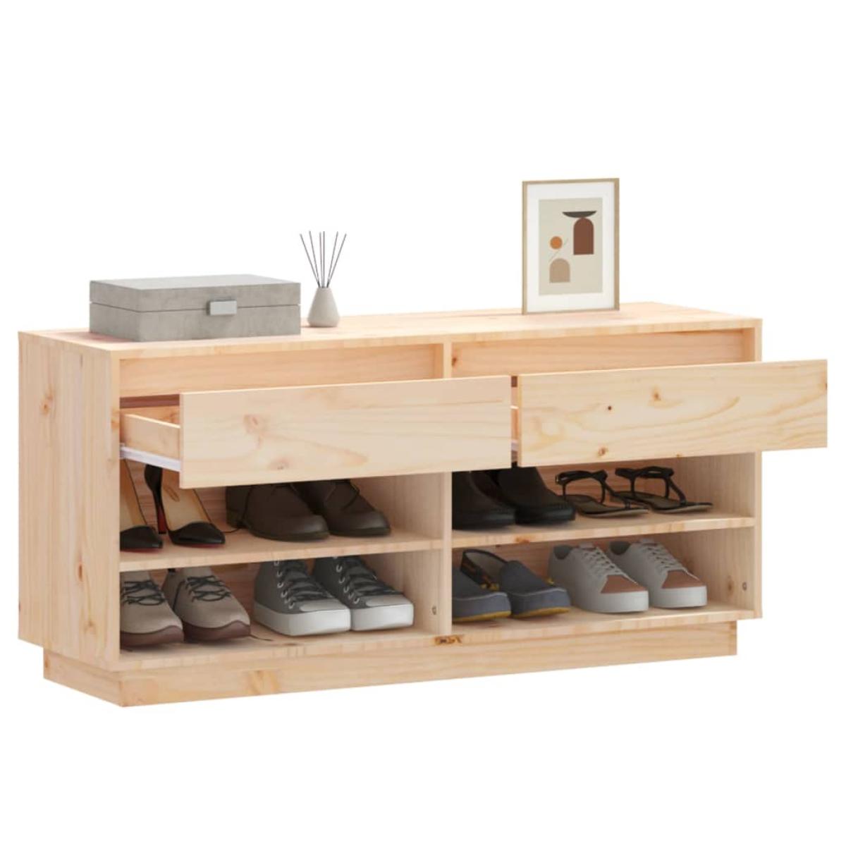 Mueble zapatero de madera maciza de pino 110x34x52 cm