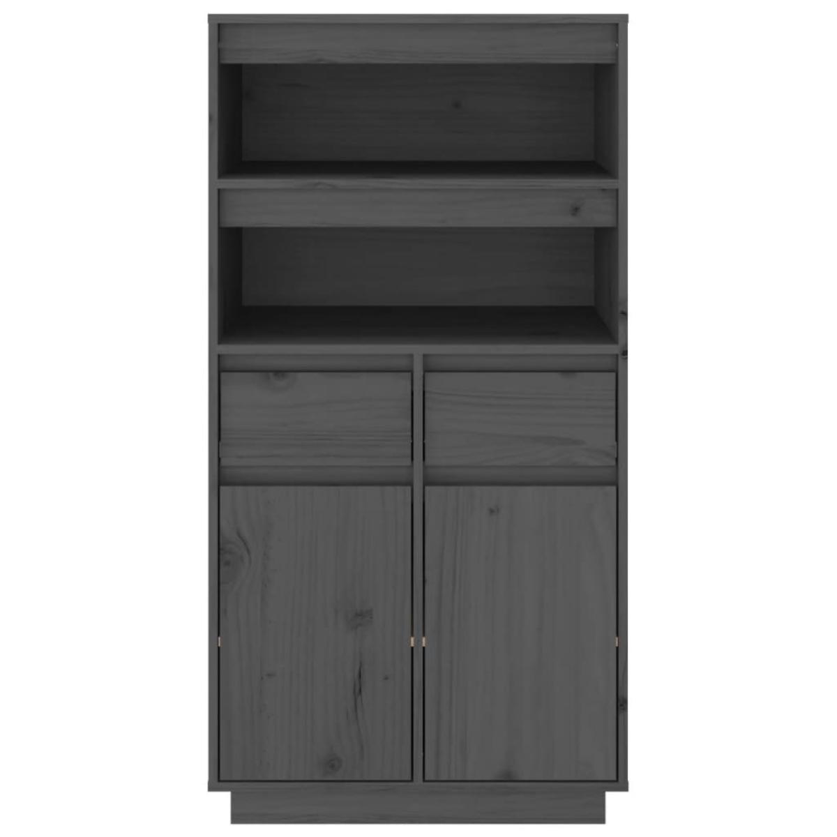 Aparador alto de madera maciza de pino gris 60x40x116,5 cm