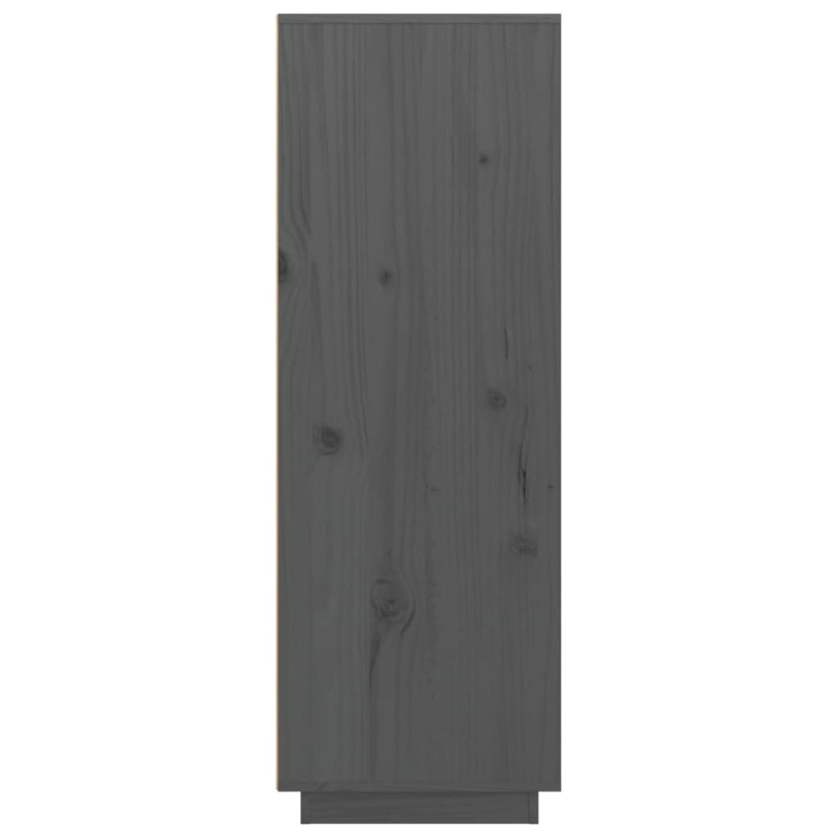 Aparador alto de madera maciza de pino gris 60x40x116,5 cm