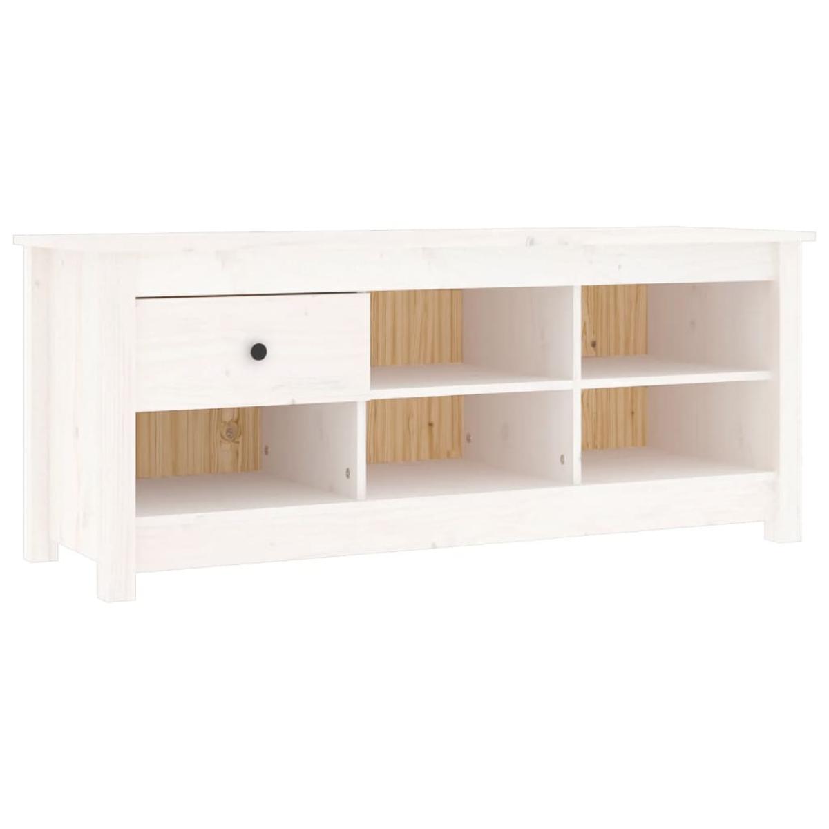 Armario zapatero de madera maciza de pino blanco 110x38x45,5 cm