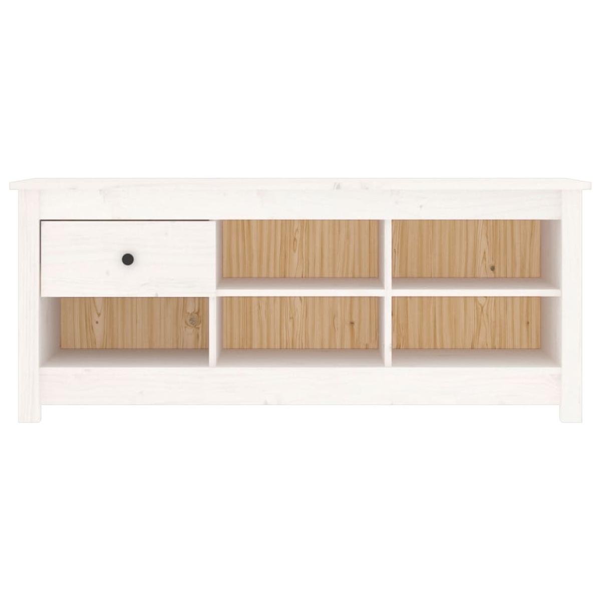 Armario zapatero de madera maciza de pino blanco 110x38x45,5 cm